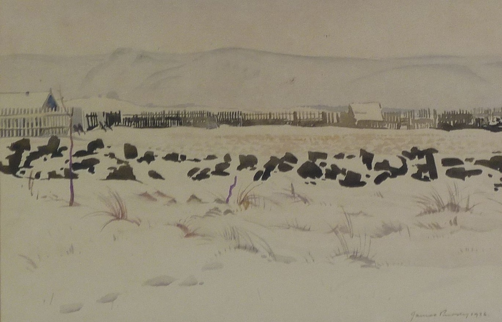 JAMES PURDY (1900 - 1972) WATERCOLOUR DRAWING `Pennines, from the Artist`s Studio, Old Delph Road,