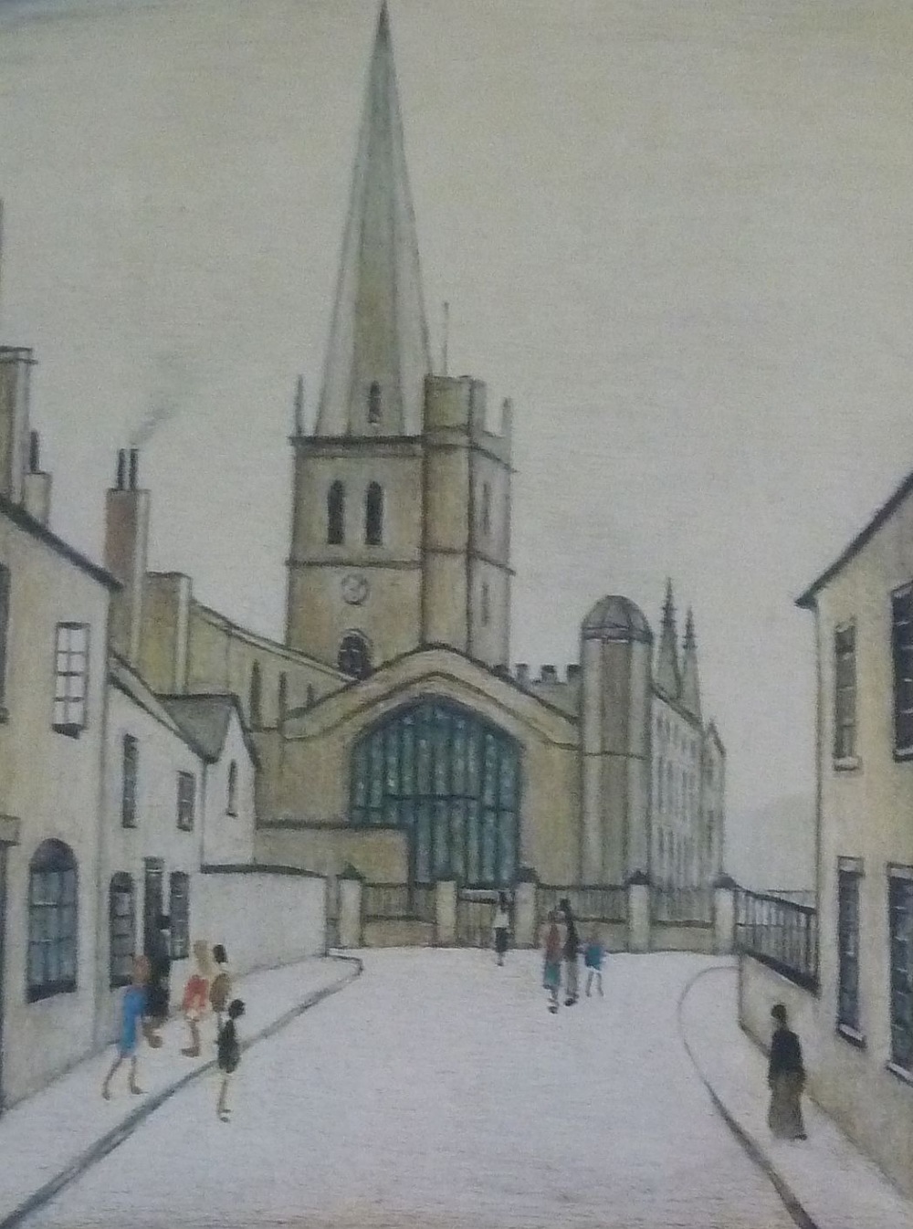 •LAURENCE STEPHEN LOWRY (1887-1976) ARTIST SIGNED LIMITED EDITION COLOUR PRINT `Birford Church` (