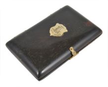 A Victorian tortoiseshell calling card case, with integrated ivory aide memoir and pencil, with