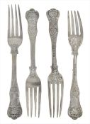 A collection of 19th century silver forks, comprising forks hallmarked for London 1812 and 1846,