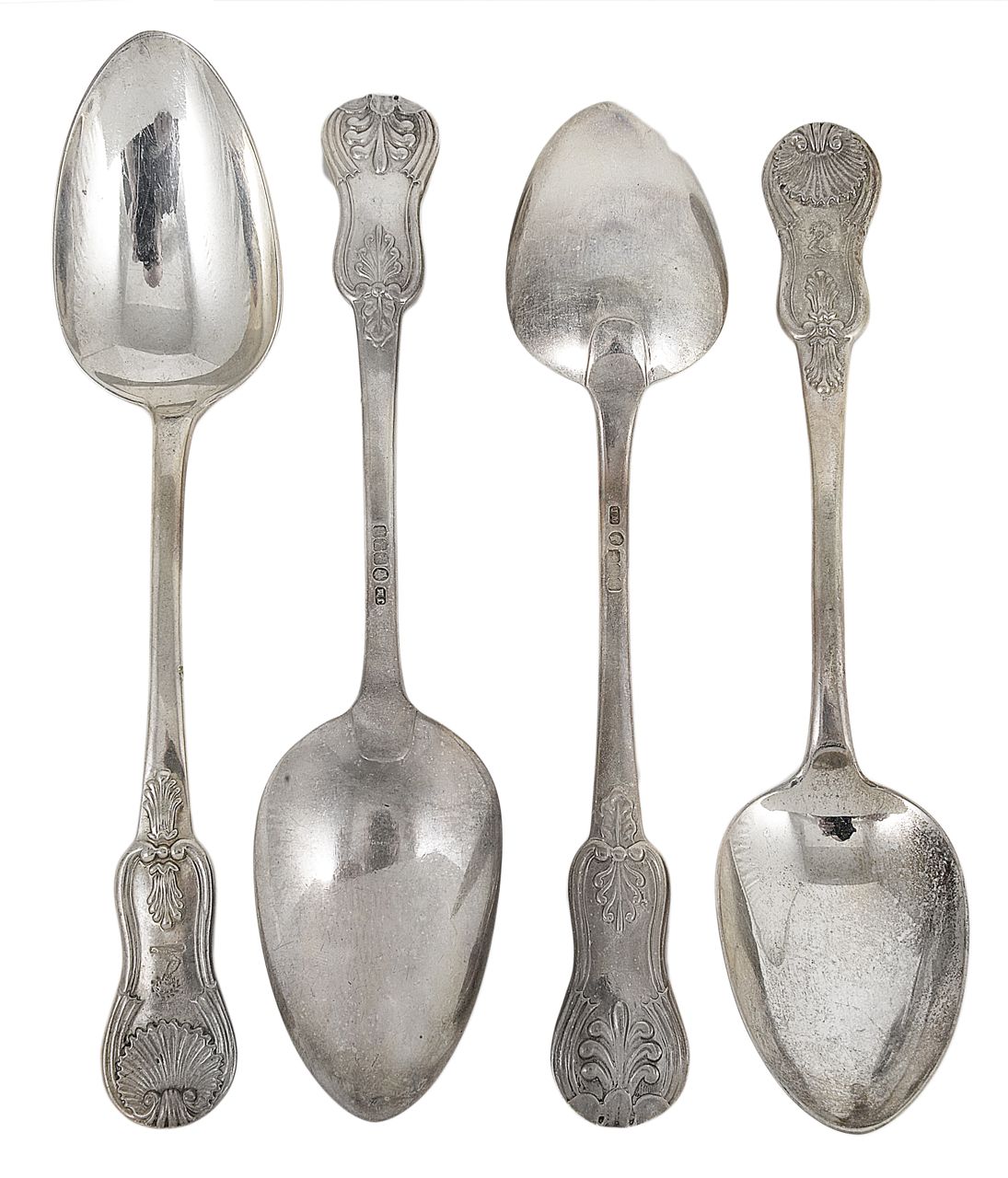 Twelve silver serving spoons, hallmarked Glasgow 1862, with makers initials JM, weight 50 ozt
