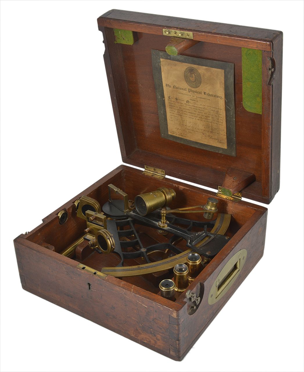A Wilson Fletcher Bruce & Sons sextant, circa 1920, the lattice frame sextant with four additional