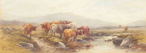 Thomas Rowden RA (1842-1926) British, Two watercolours of cattle grazing, one in a highland