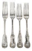 A collection of twenty three silver forks, the majority hallmarked for London 1882, maker G Adams