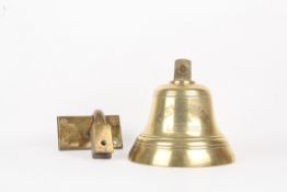 A brass ships bell, engraved Trevethoe 1944, with clapper, and wall bracket, 24cm high  In good