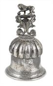 A Continental silver 19th Century table bell, probably Dutch, maker mark GTS with gadrooning and