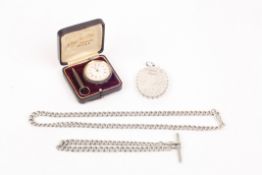 A silver Albert chain and another silver watch chain, together with an Edwardian silver cased fob