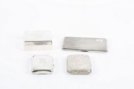 Four silver cigarette cases, mainly 1940s, two of rectangular form, the other a presentation box,