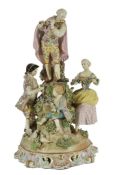 A very large 19th century Meissen porcelain figure group, with four figures to the base and male