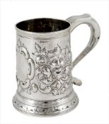 A George III silver tankard by John Langlands and John Robertson, Newcastle, circa 1780, of tapering