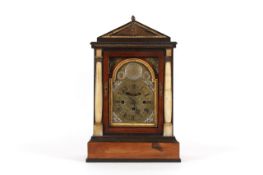 An Austrian quarter striking mantel clock, circa 1800, the 6-inch brass dial, fruitwood case with