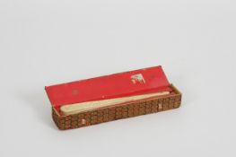 An early 19th century carved and pierced Chinese ivory case in original fitted case, the ivory