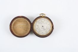 A Victorian J. Hicks pocket compensated barometer, in brass case with silvered dial, signed and