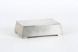 A silver Art Deco cigarette box, hallmarked for London 1934 P & B for Padgett and Braham, with