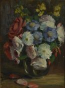 S. Wysocka, A pair of still lives with flowers, oil on board, signed. 41 x 29cm