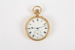 An 18ct gold pocket watch, with white enamel dial with Roman numerals, subsidiary seconds,