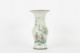 A Chinese famille rose 20th century vase, of baluster form decorated on one side with ladies in a