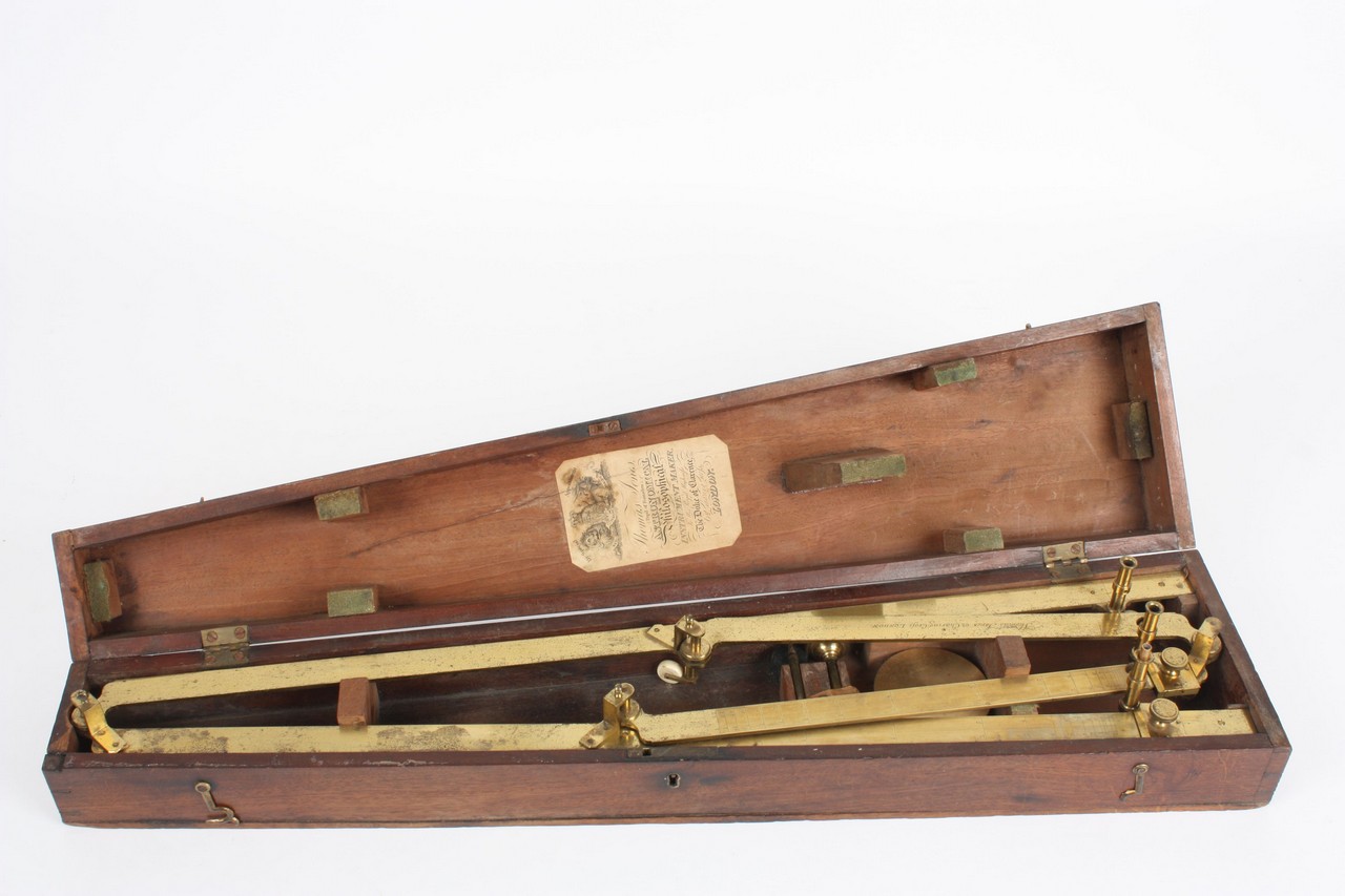 A brass pantograph by Thomas Jones, circa 1825, contained within fitted mahogany case, case 61cm