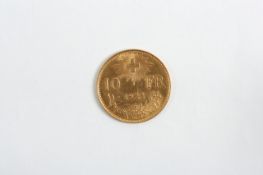 A 1922 Swiss 10 franc gold coin, 3.2 grams Fairly good condition.