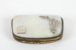 A mother of pearl, silver and brass purse, early 20th century, the mother of pearl applied to the