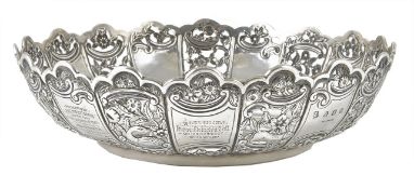 A Victorian Irish silver fruit bowl by West & Son, hallmarked Dublin, with fluted edge and pierced