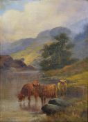 C. W. Oswald (fl. late 19th century), A set of three scenes of highland cattle grazing in