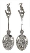 A pair of Dutch silver spoons, marked .925 with initials B.M.L. for Boaz Moses Landeck, imported
