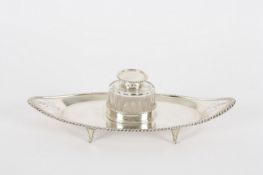 A silver and glass presentation inkwell, hallmarked London 1897, with makers initials for Thomas