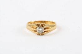 A 19th century 18ct gold gypsy ring, centre centre diamond approximately half a carat, weight 8.7g