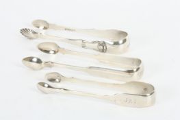Three pairs of silver sugar tongs, one hallmarked Edinburgh 1818 marked CD probably for Charles