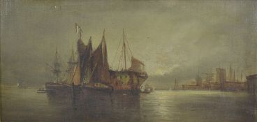 English School, 19th century, a pair of oil on canvas, maritime scenes, unsigned, framed. 18 x