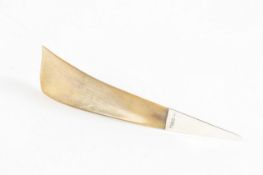 A silver mounted shoe horn, early 20th century, hallmarked Chester. 22cm long The makers initials