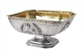 A large Russian silver bon-bon dish by Mikhail Karpinsky, Moscow, circa 1836, of shaped square