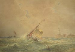 Charles Augustus Mornewicke (fl 1826-1875), signed lower left and dated 1876, watercolour, stormy