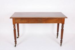 Two Victorian mahogany rectangular top tables, converted from a pair of tables, the plain