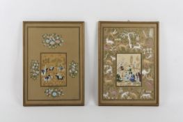 A pair of 20th Century Persian watercolours, finely painted, depicting scenes of figures playing