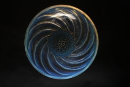 A René Lalique `Poissons` opalescent bowl, circa 1921, with spiralling fishes and bubbles, with