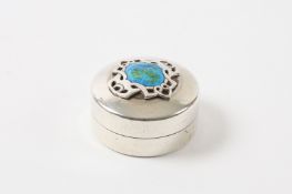 An Edwardian silver and enamel pill box by Charles Horner hallmarked Chester 1909, the circular