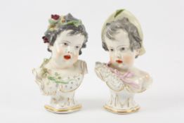 A pair of 19th century Samson of Paris porcelain busts of children allegorical of the seasons, after