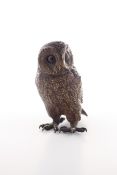 A cold painted bronze model of an owl probably Austrian, late 19th century possibly by Bergmann,