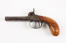 A 19th century Belgian double barrelled percussion pistol circa 1853-1877 with ELG proof mark and