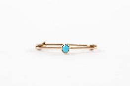 An early 20th century 9ct gold bar brooch by Murrle Bennett set with a central oval turquoise.