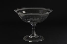 An Orrefors Swedish glass comport by Edward Hald the body engraved with three reclining nude
