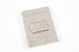 A William IV engraved silver card case depicting a scene of Abbotsford House the home of Sir