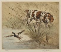 Henry Wilkinson (born 1921) British Cocker Spaniel and a Mallard, limited edition dry point