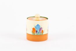 A Clarice Cliff Crocus pattern preserve pot  circa 1933 hand painted with crocus sprays, with