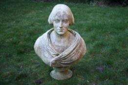 A marble bust of lady in the style of Rinaldo Rinaldi  Italian, dated 1858 signed on the reverse