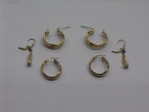 THREE PAIRS OF GOLD LADIES EARRINGS