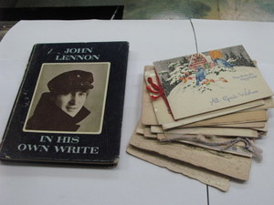 VOLUME- JOHN LENNON IN HIS OWN WRITE.  ALSO VARIOUS GREETINGS CARDS, ETC.