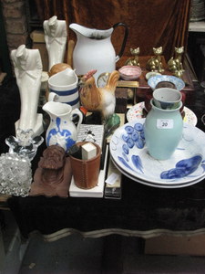 LARGE QUANTITY OF SUNDRIES, CERAMICS, BRASS, TREEN, ETC.